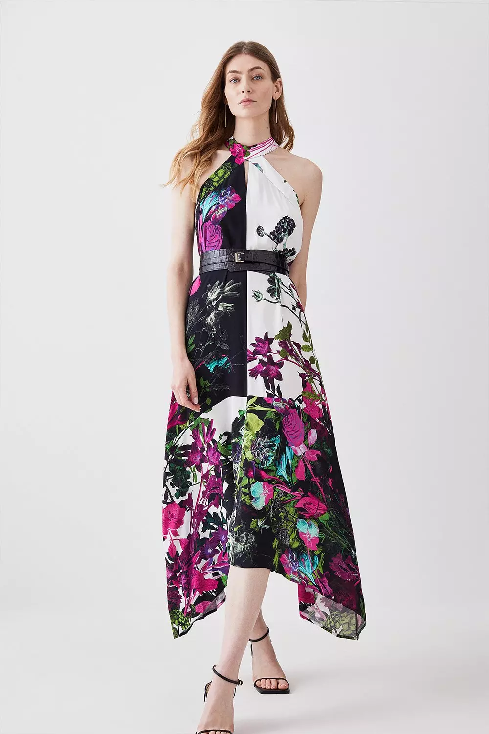 Karen millen hot sale floral halterneck dress