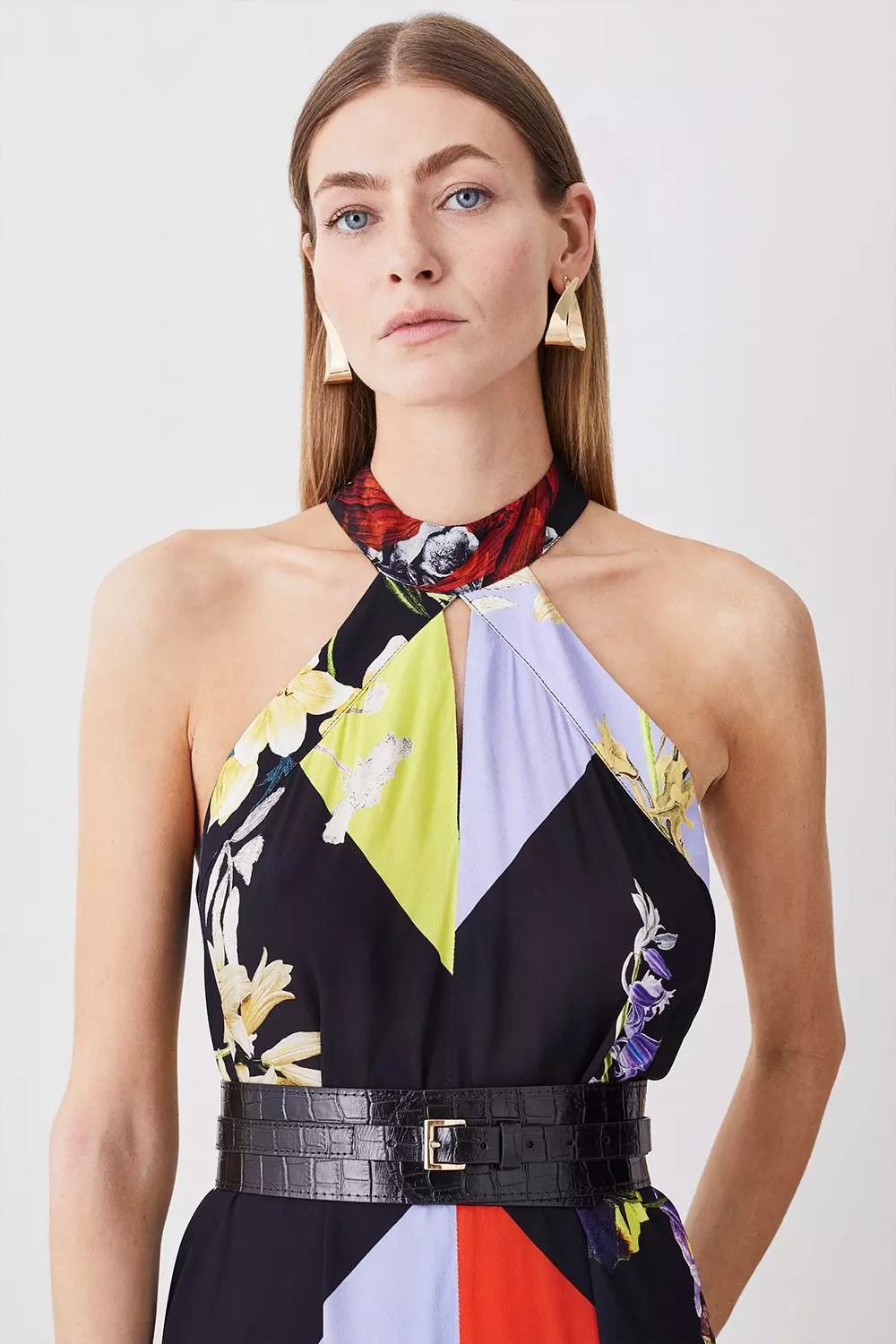 Karen millen floral halterneck dress sale