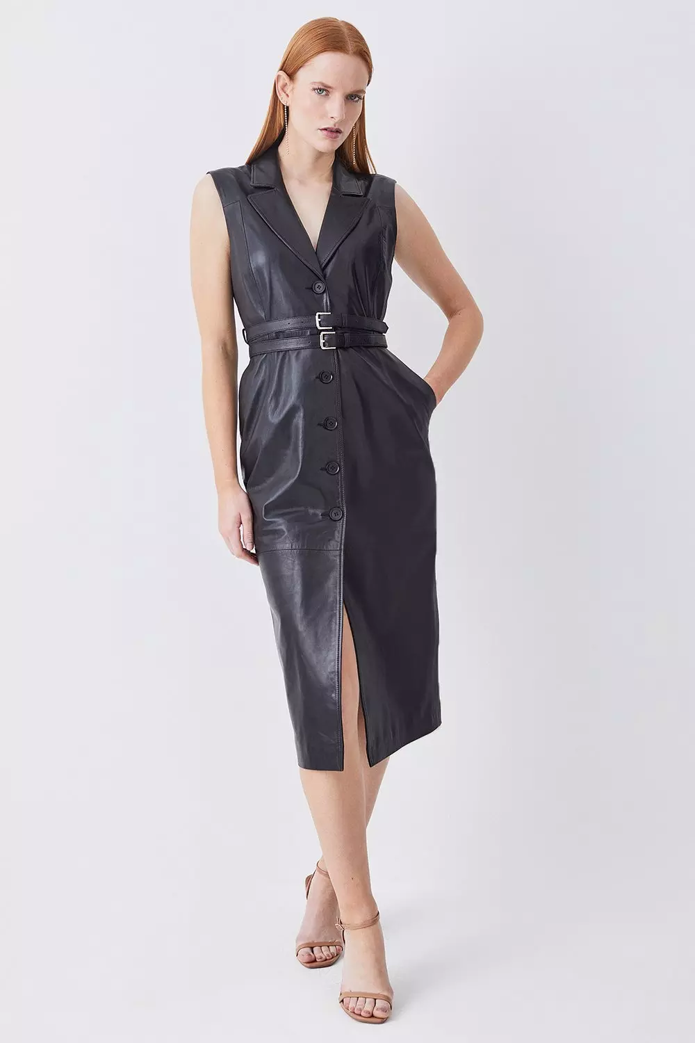 Leather dress outlet midi