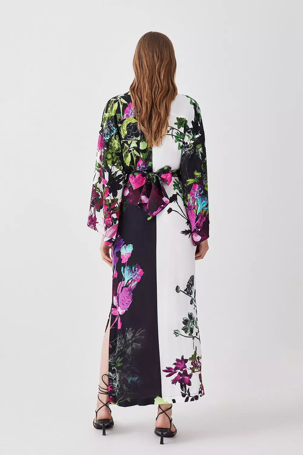 expedición En la mayoría de los casos Prisión Mono Colorblock Floral Kimono Woven Midi Dress | Karen Millen