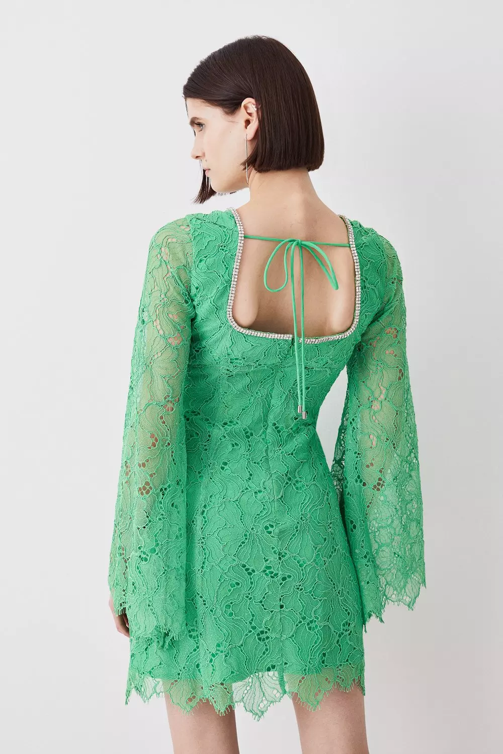 Green lace mini outlet dress