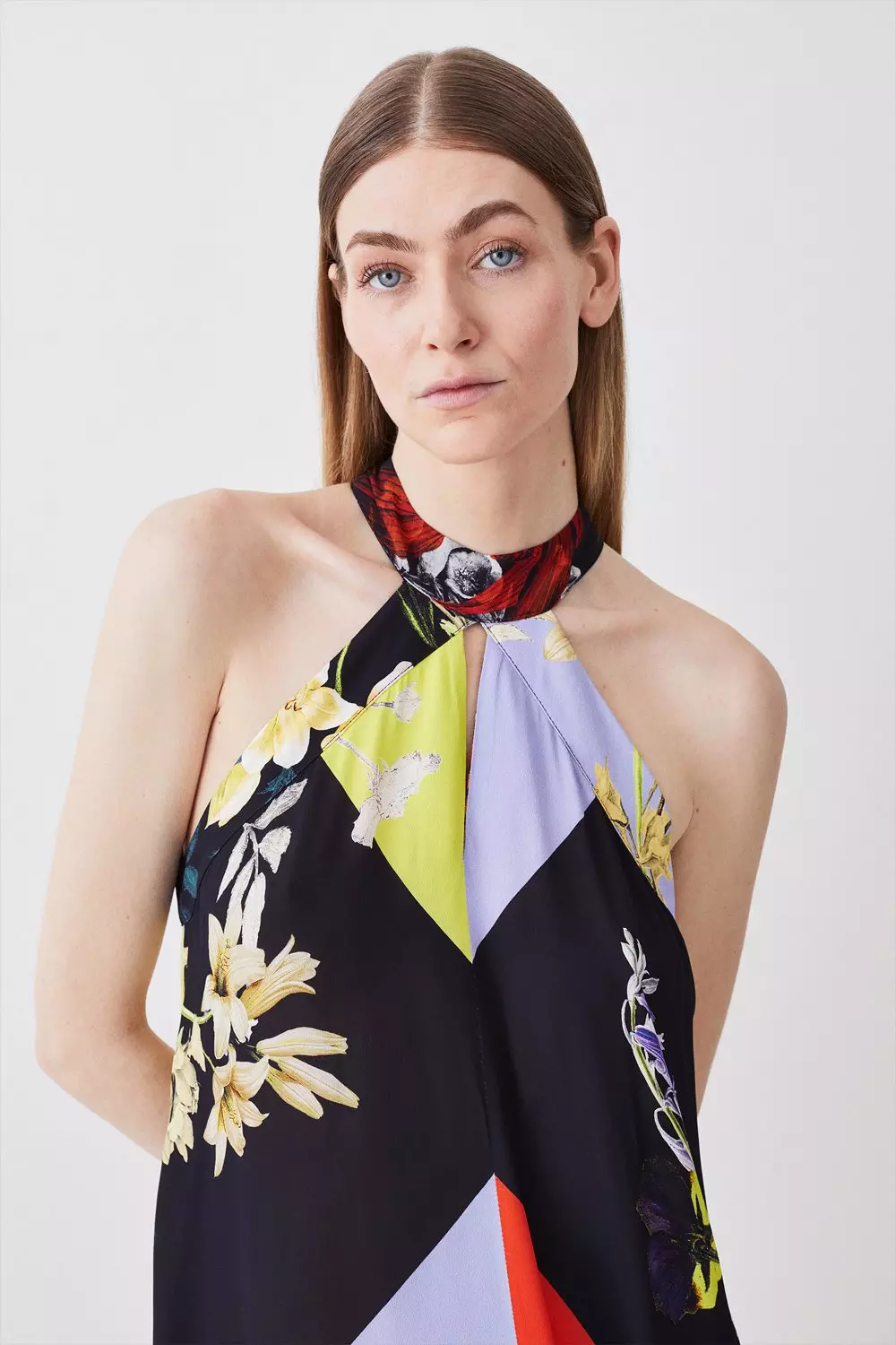 Karen millen clearance floral halterneck dress