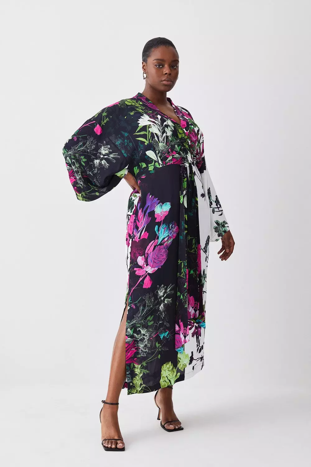 Floral kimono shop wrap dress