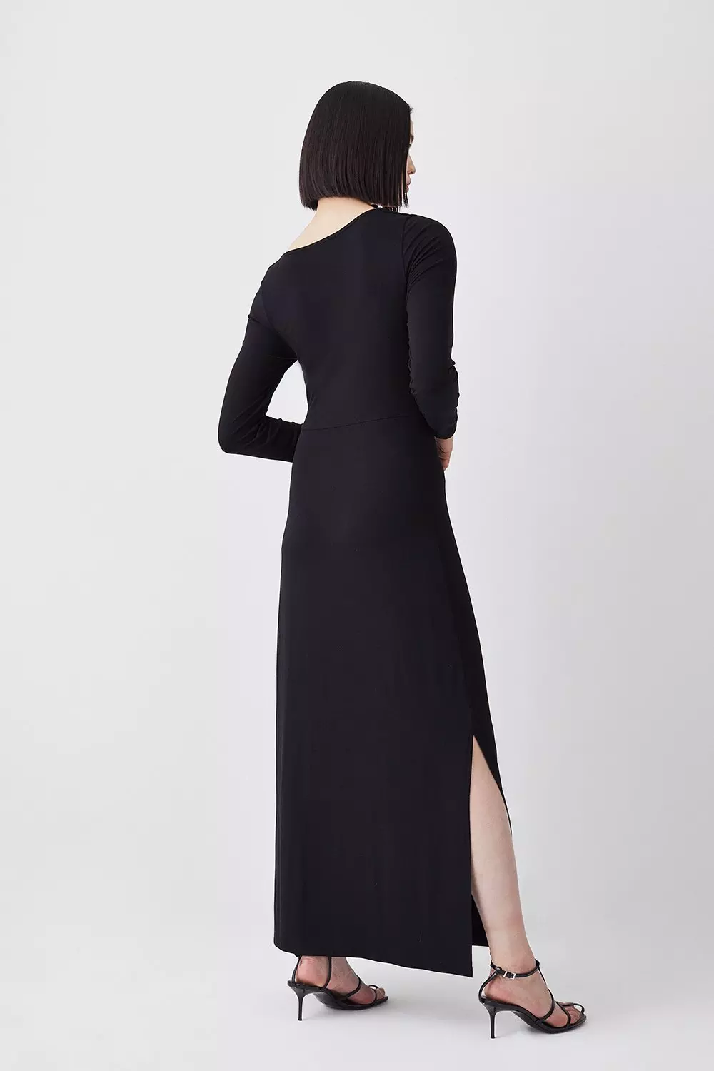 Black long sleeve maxi outlet dress with side split