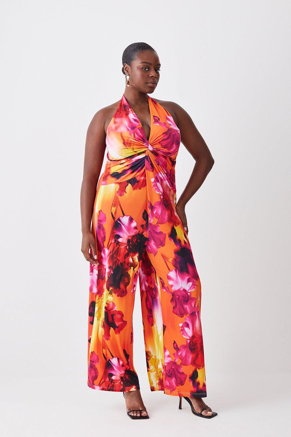 Plus size hot sale floral jumpsuit