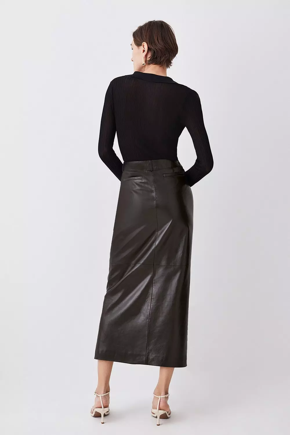 Long leather skirt outlet with buttons