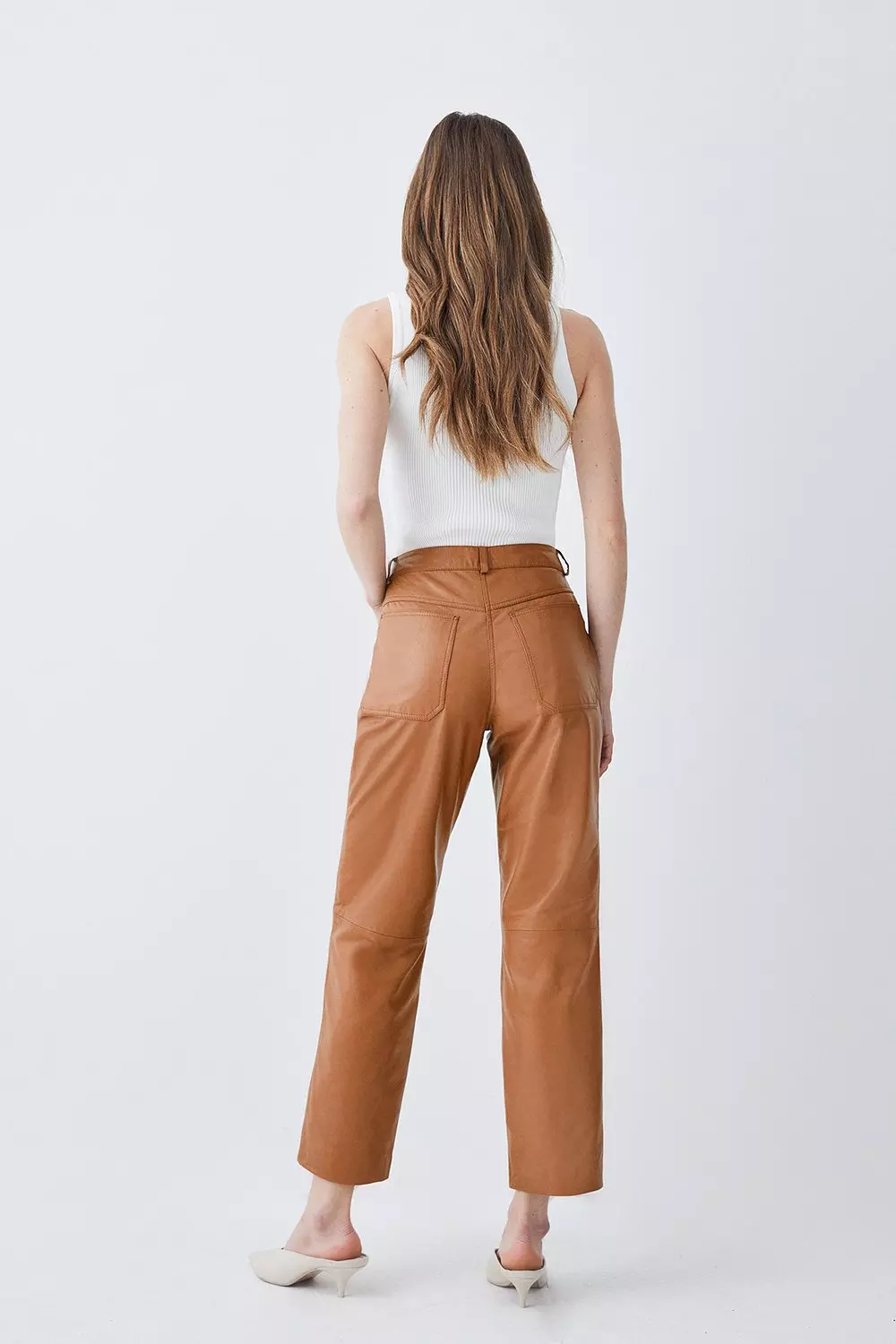 Leather Slim Leg 5 Pocket Detail Pants