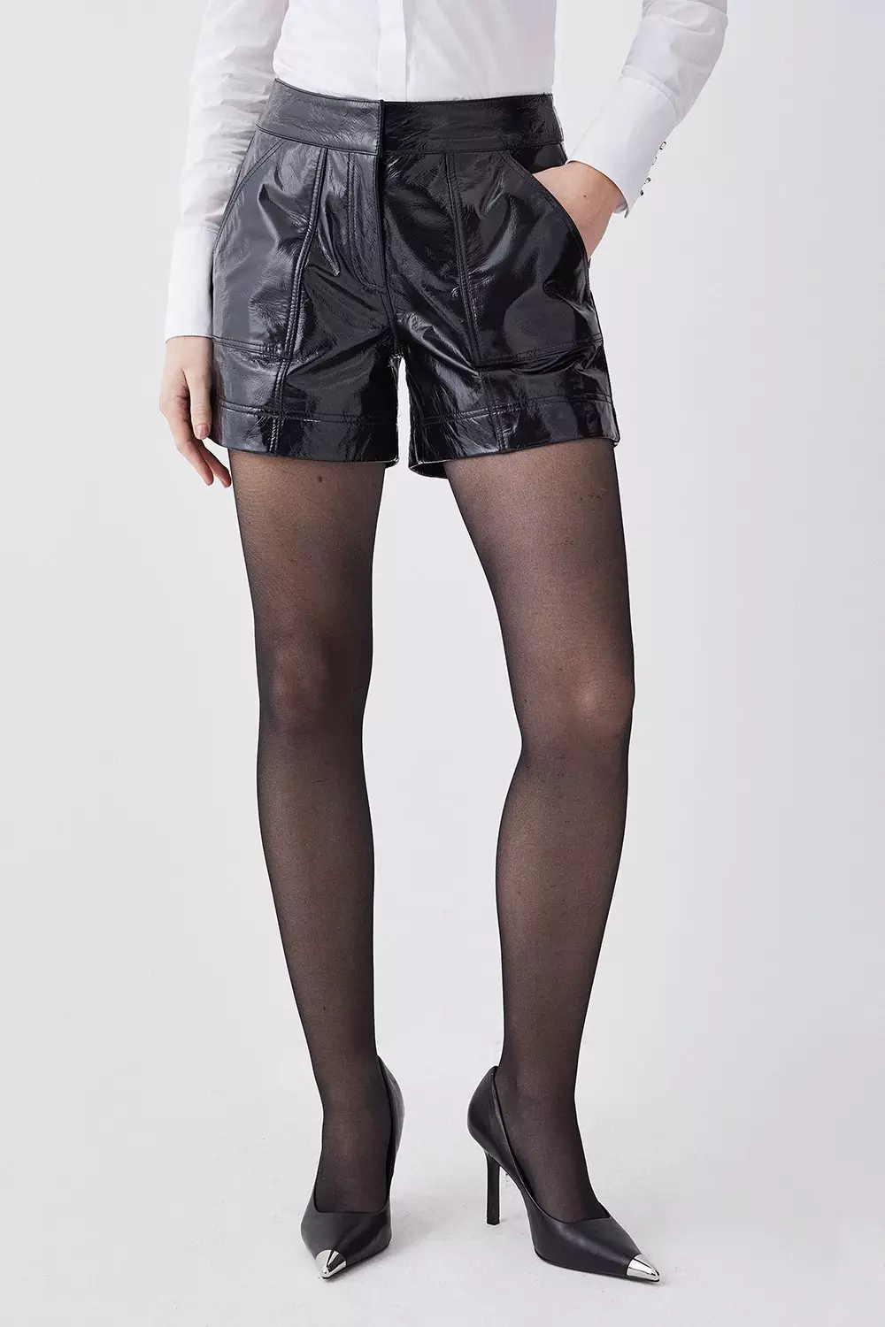 Patent best sale leather shorts