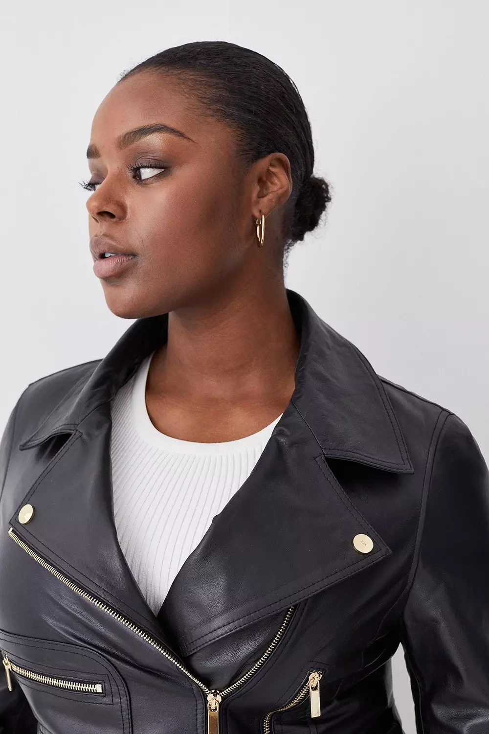 Plus size leather fur jacket sale