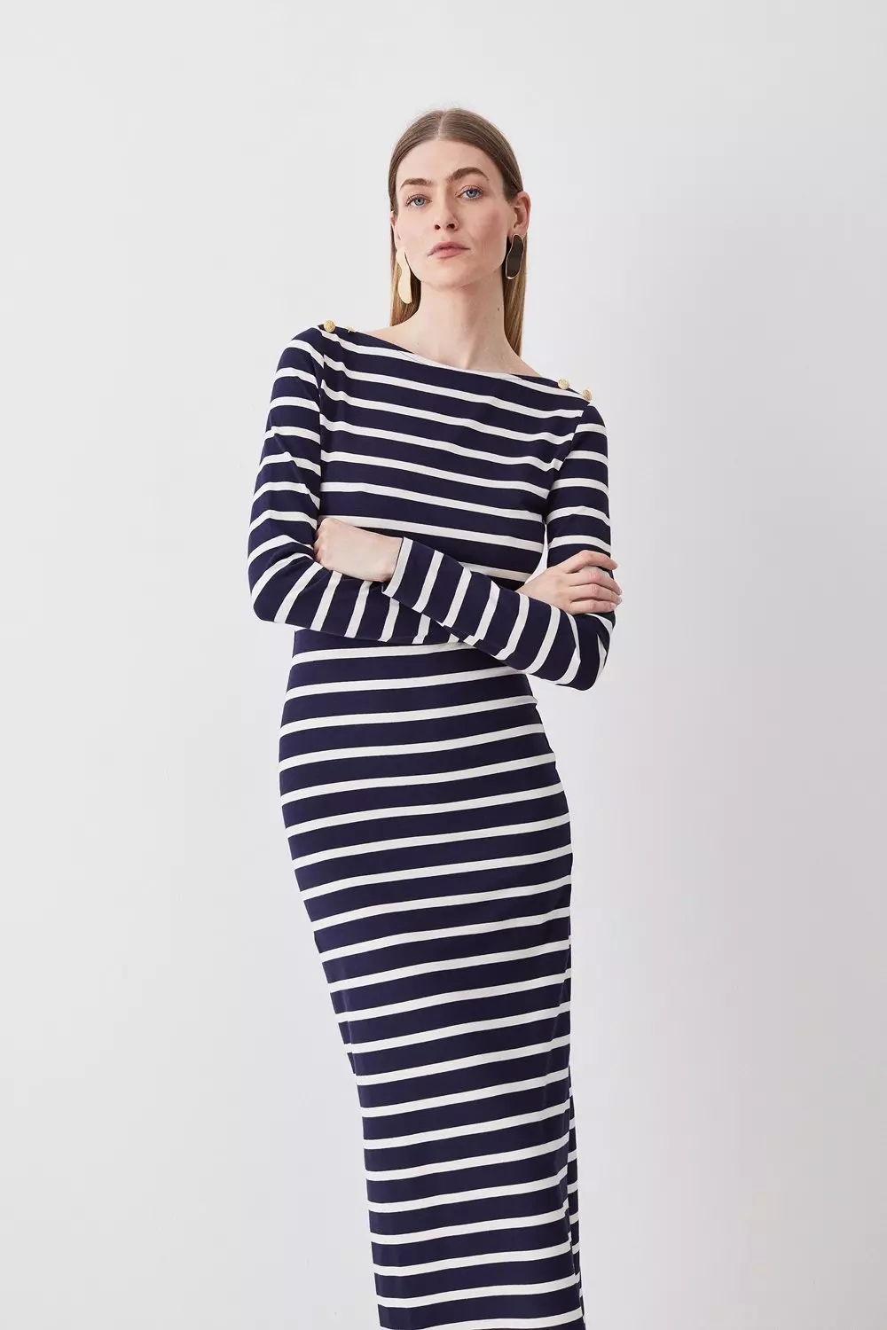 Striped dress with clearance sleeves