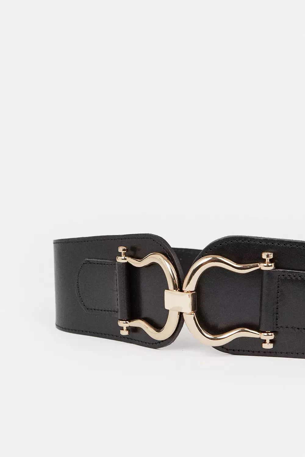 Black Double Buckle Stretch Waist Belt