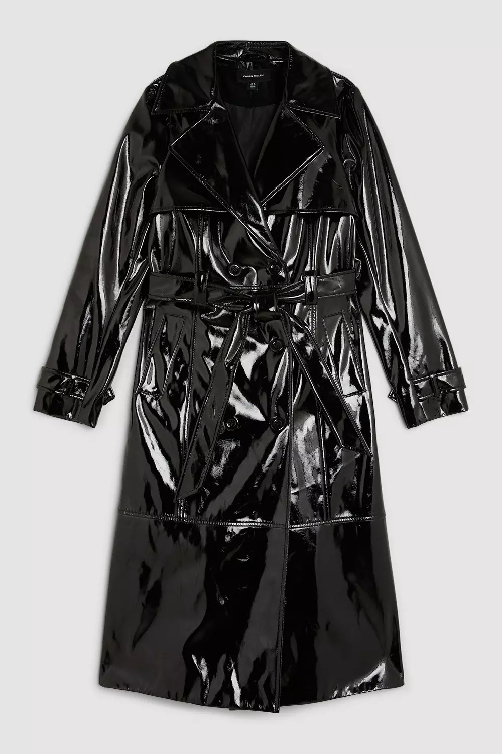 Long black vinyl hot sale trench coat