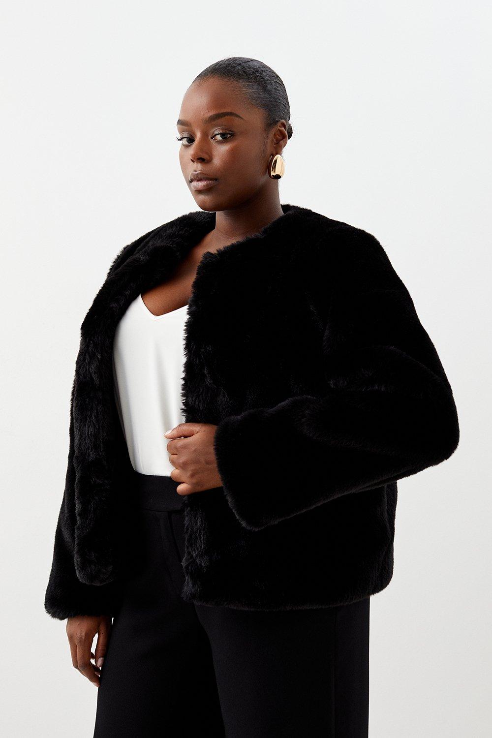 Black fur shop jacket plus size