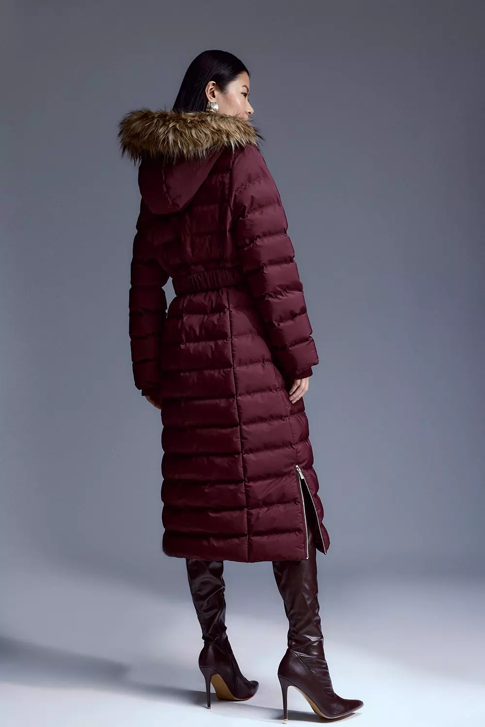 Berry belted outlet coat