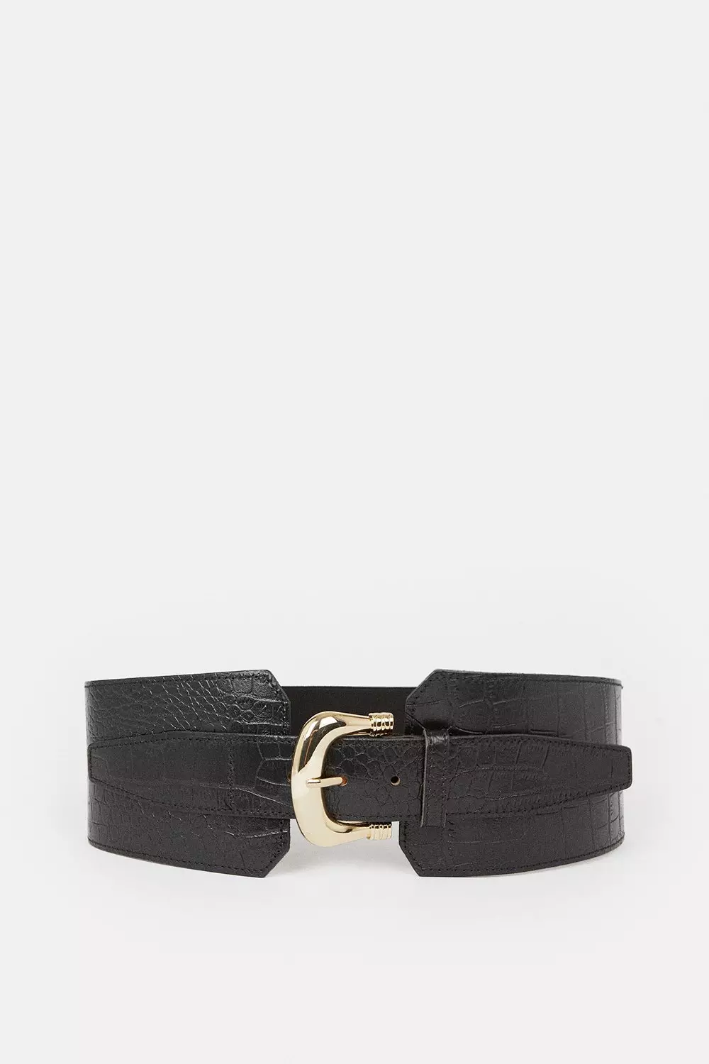 Leather Belt with Gold Buckle XL / Black