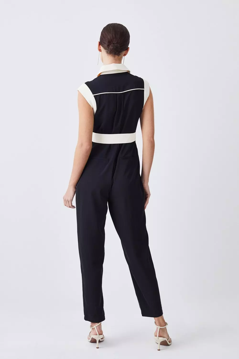 Petite Twill Button Detail Woven Wrap Jumpsuit