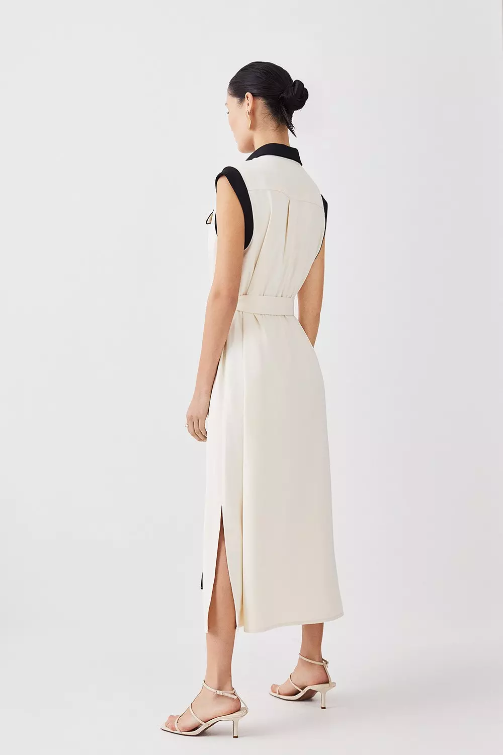 Twill Button Through Woven Midi Shirt Dress | Karen Millen