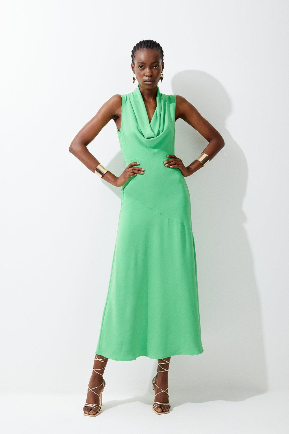 Green best sale cowl dress