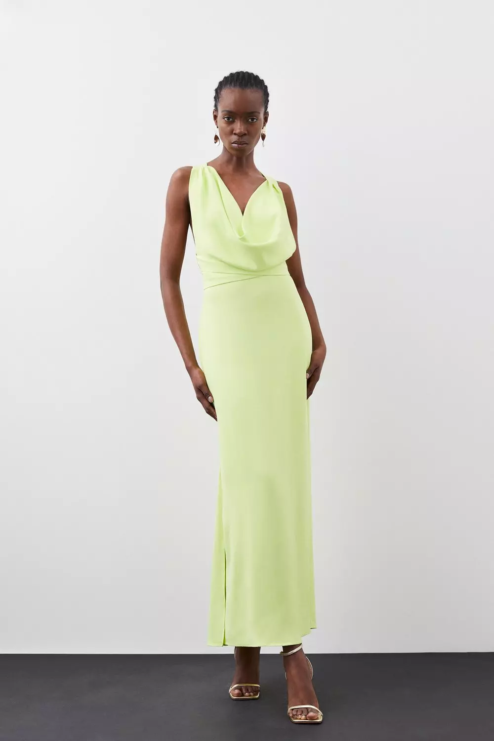 Karen millen green shop silk wrap dress