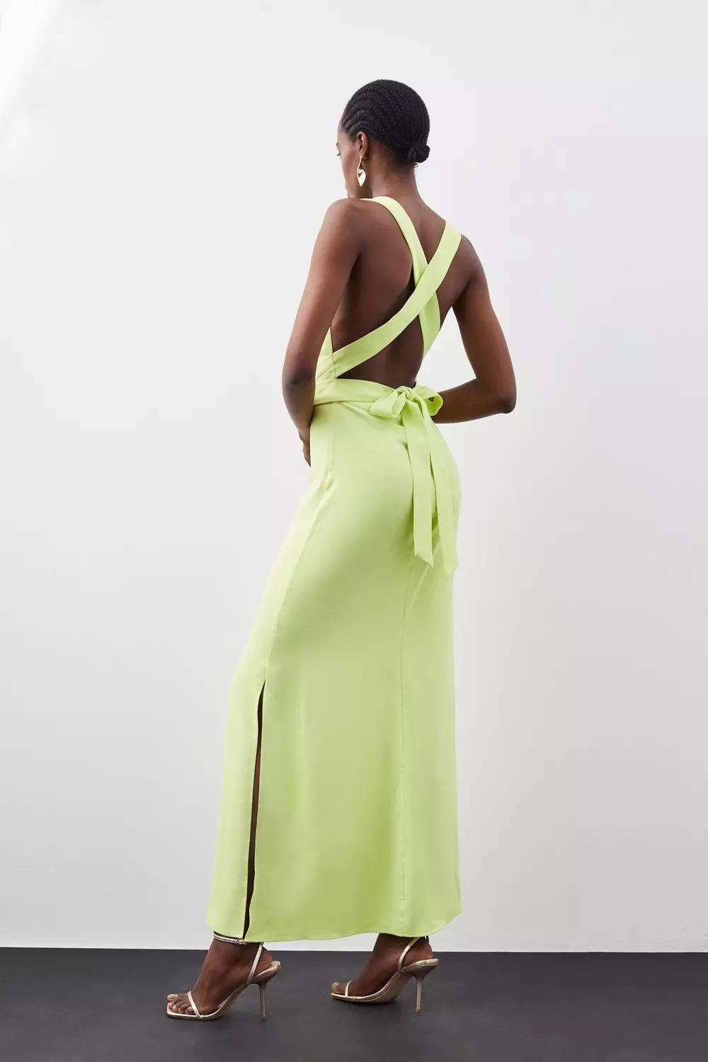 Lime green cowl outlet neck dress