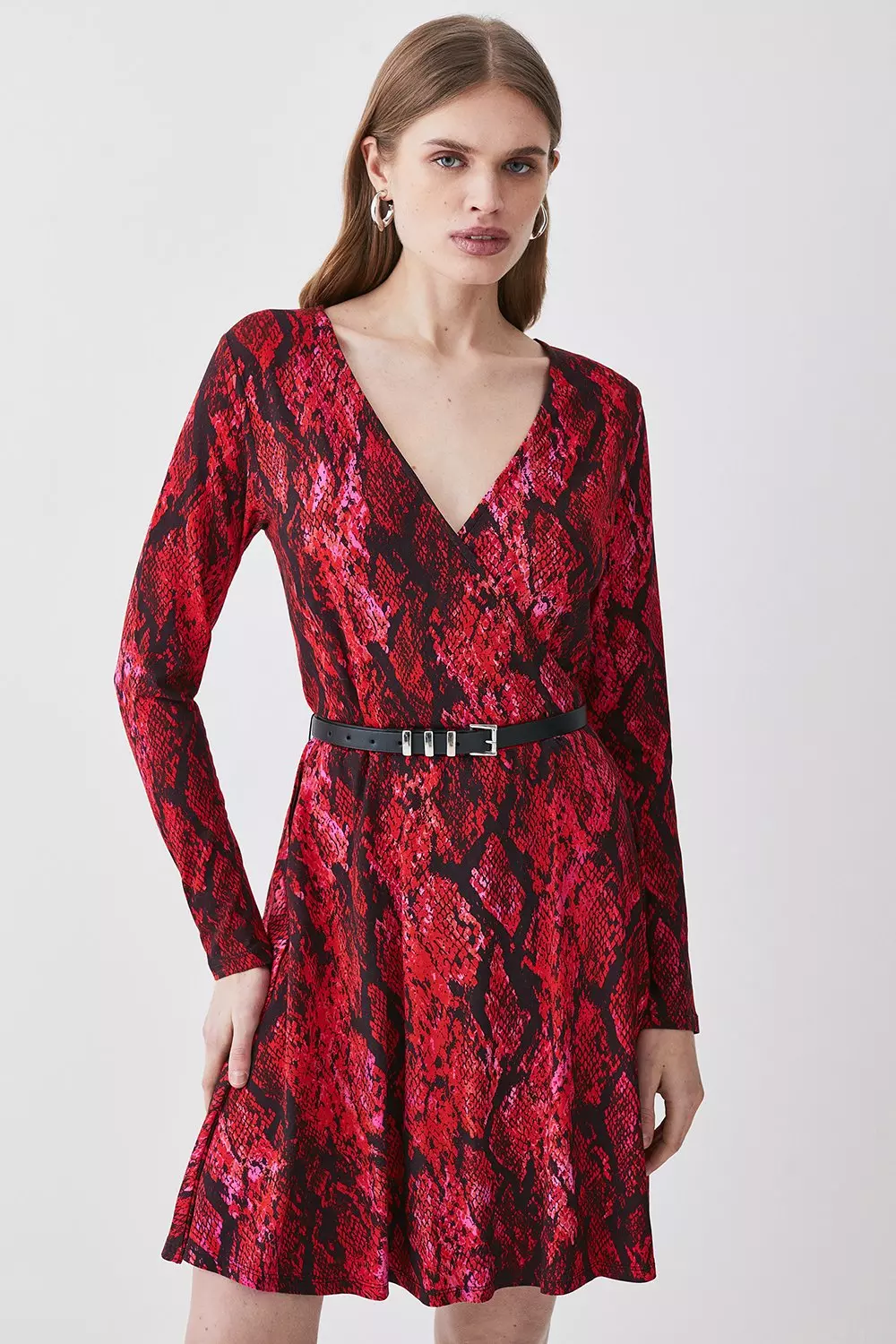 Karen millen snake print wrap dress sale