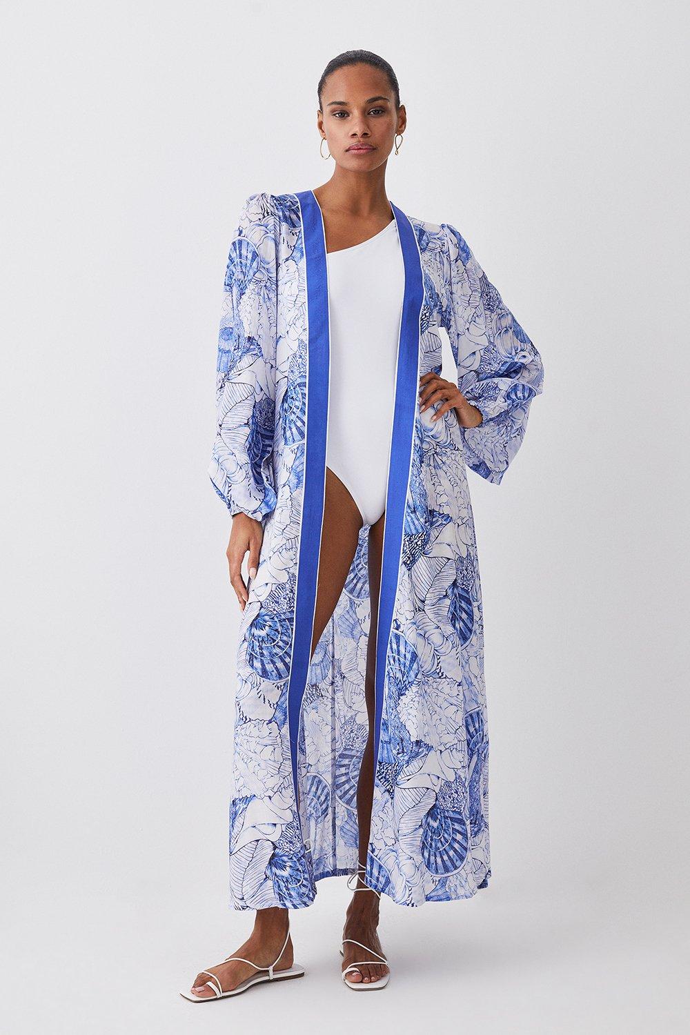 Shell Print Maxi Beach Kimono | Karen Millen