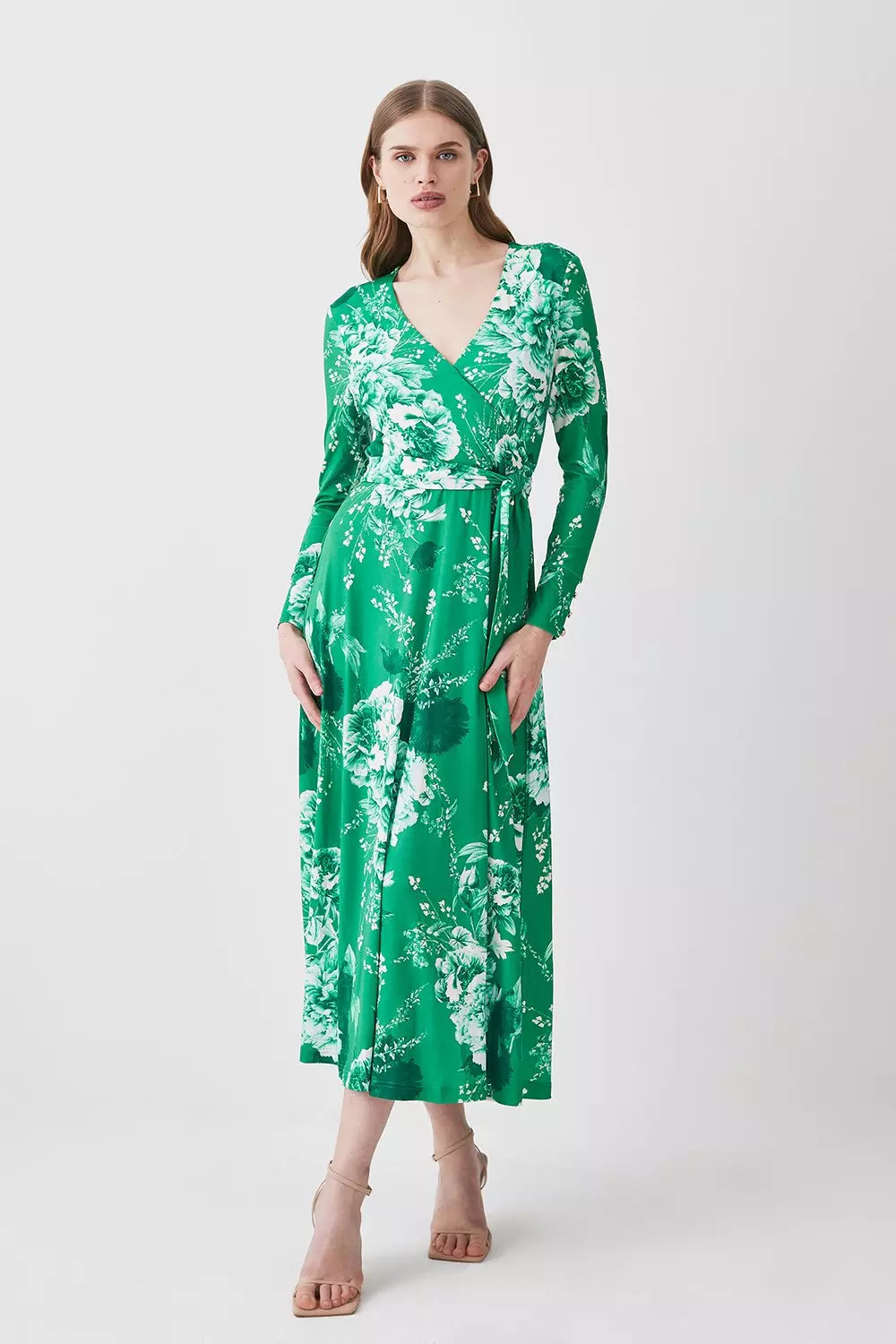 Karen millen green 2025 silk wrap dress