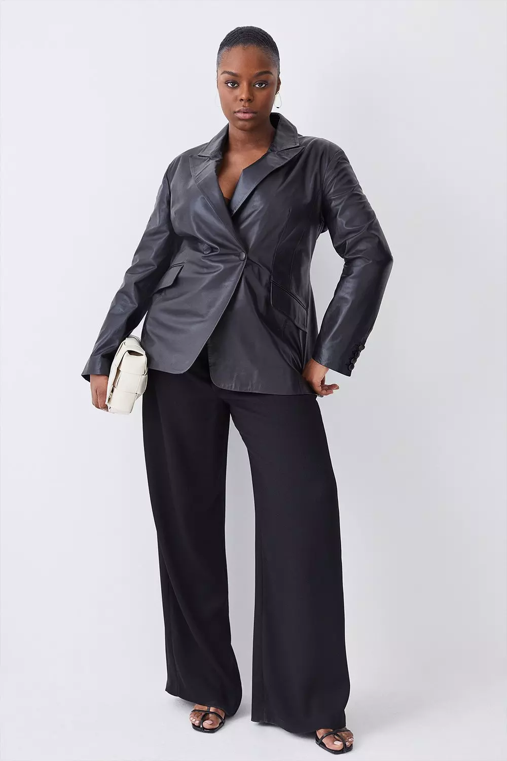 Plus size outlet black leather blazer