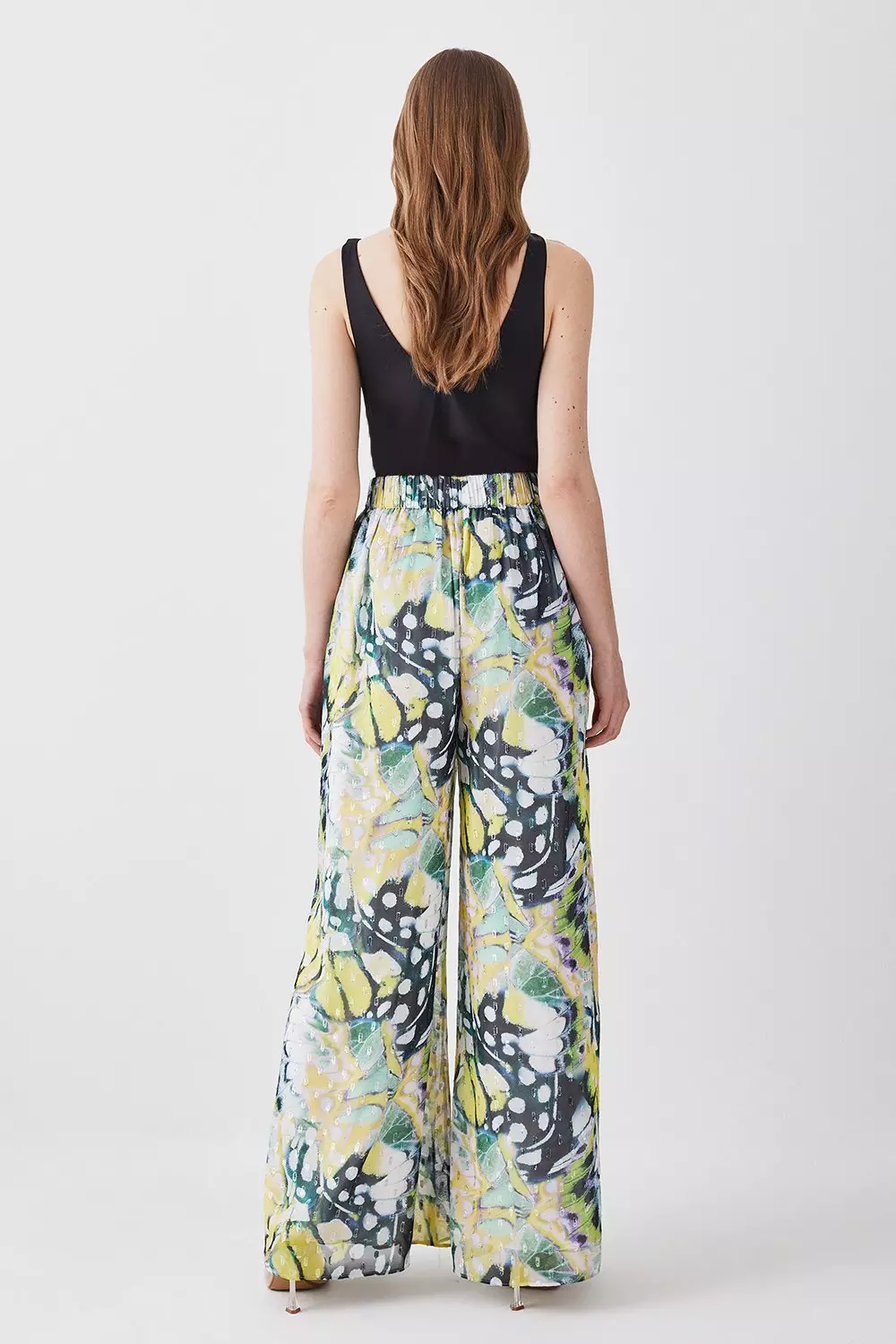 Woven Plissé Wide-Leg Pant