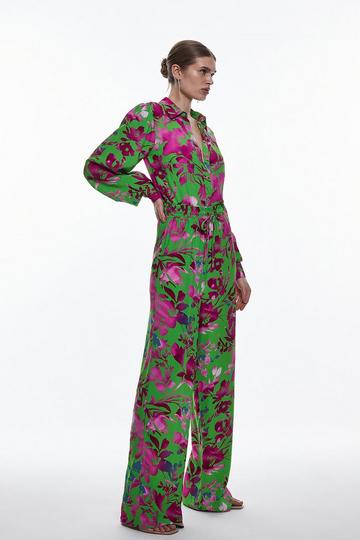 Multi Tall Silhouette Floral Woven Wide Leg Trouser
