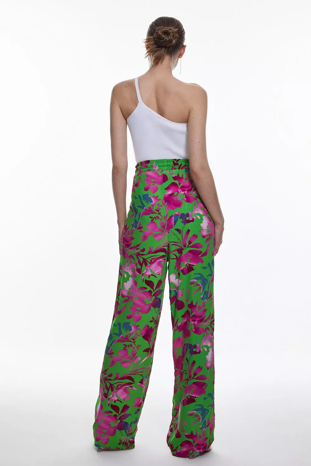 Floral Print Trouser Pants, Floral Print Pants Womens