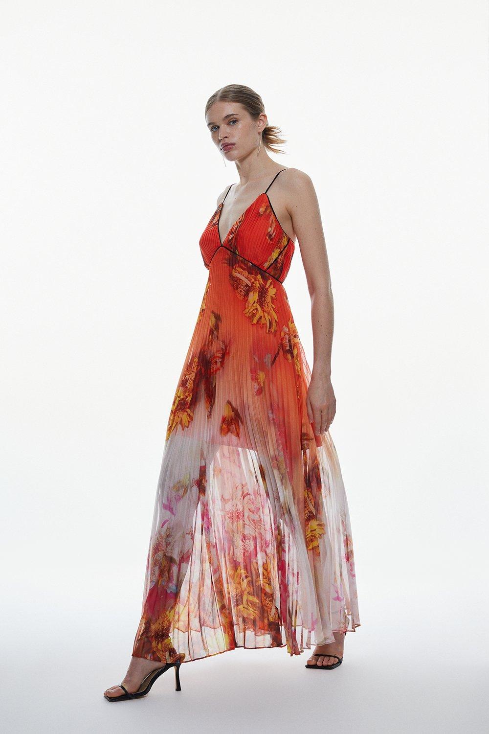 Karen millen shop orange floral dress