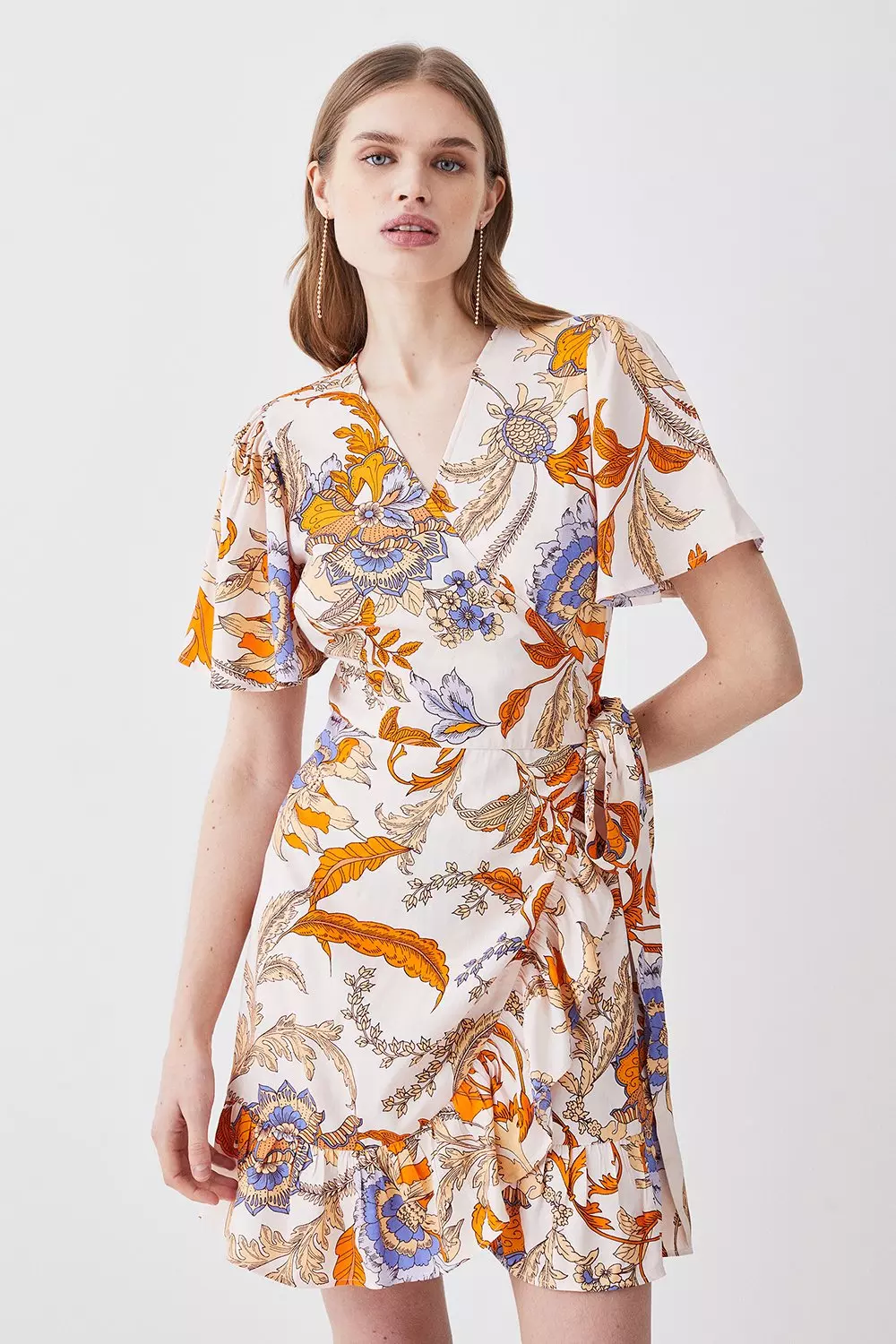 Tall Batik Wrap Front Mini Dress | Karen Millen