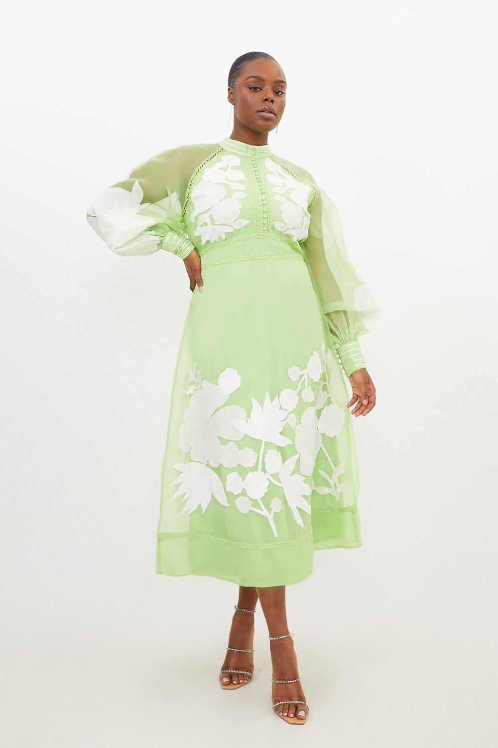 Lime green cheap floral dress