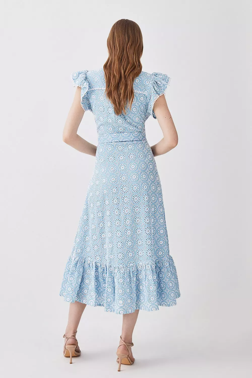 Polka dot handkerchief wrap midi outlet dress