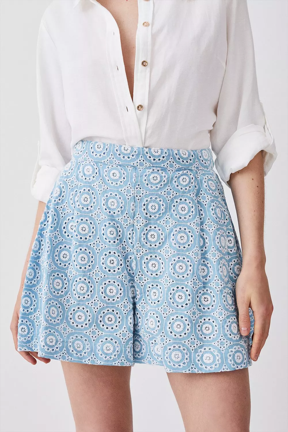 Eyelet Cotton High Waisted Short