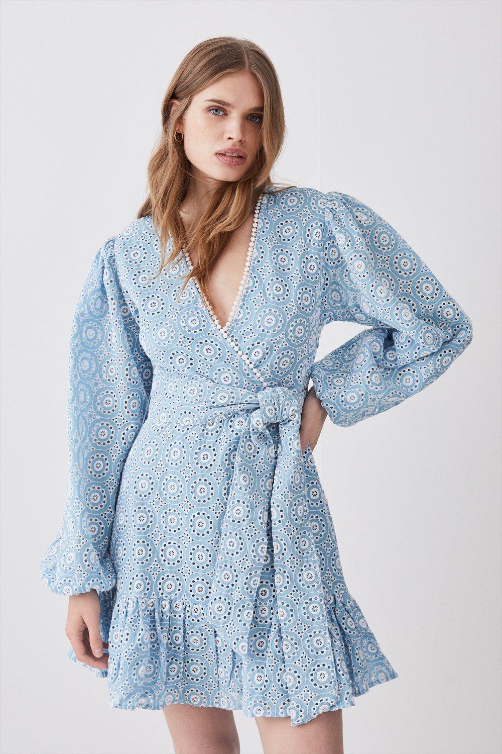 Karen millen store blue wrap dress