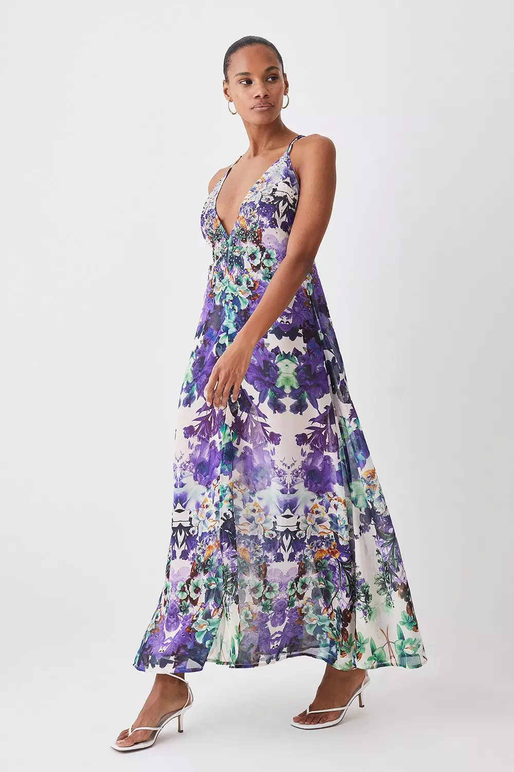 Floral embellished maxi clearance dress