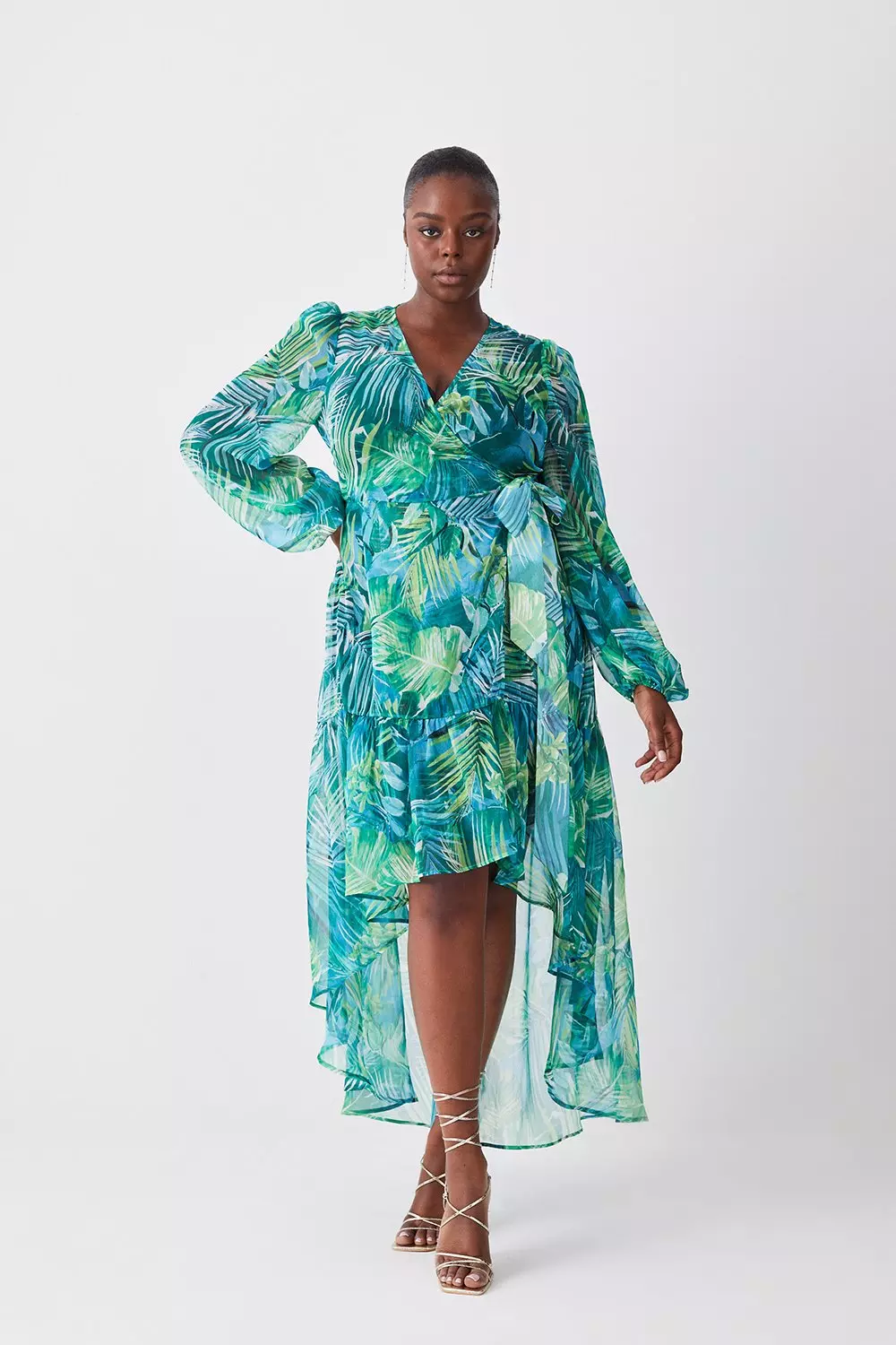 Plus size leaf hot sale print maxi dress