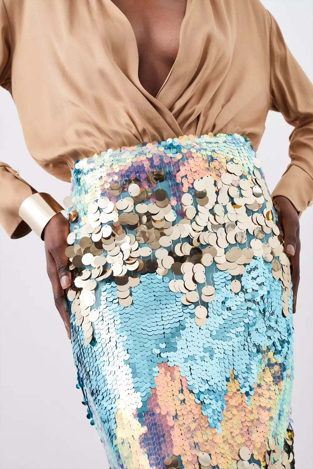 Disc sequin shop midi skirt