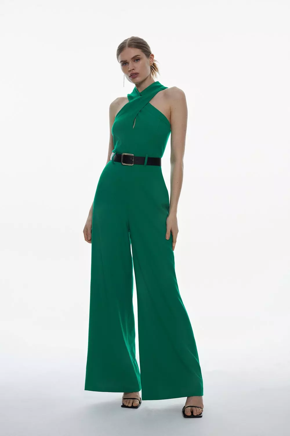 Green store halter jumpsuit