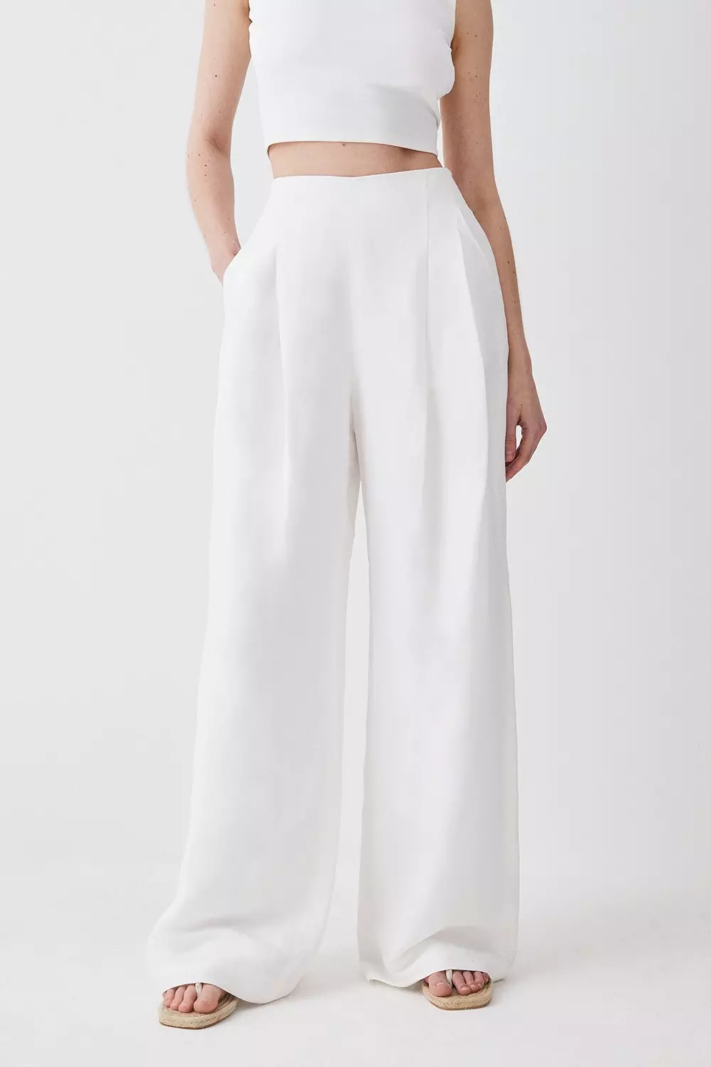 Tall White Wide Leg Pants, Tall