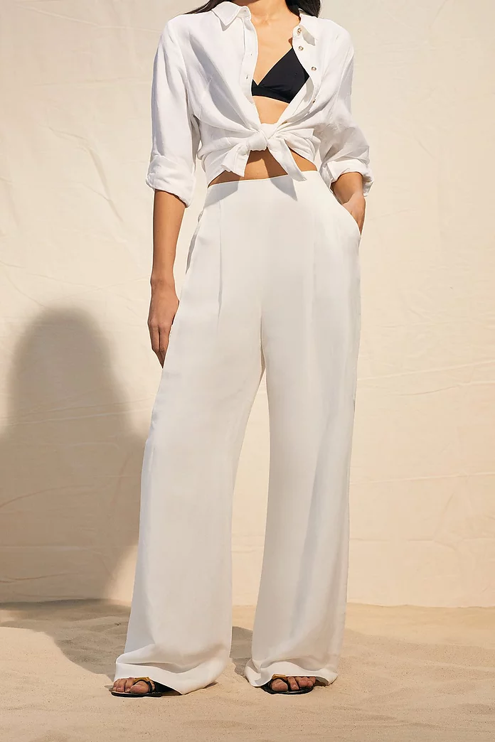 Linen Wide Trouser | Karen Millen