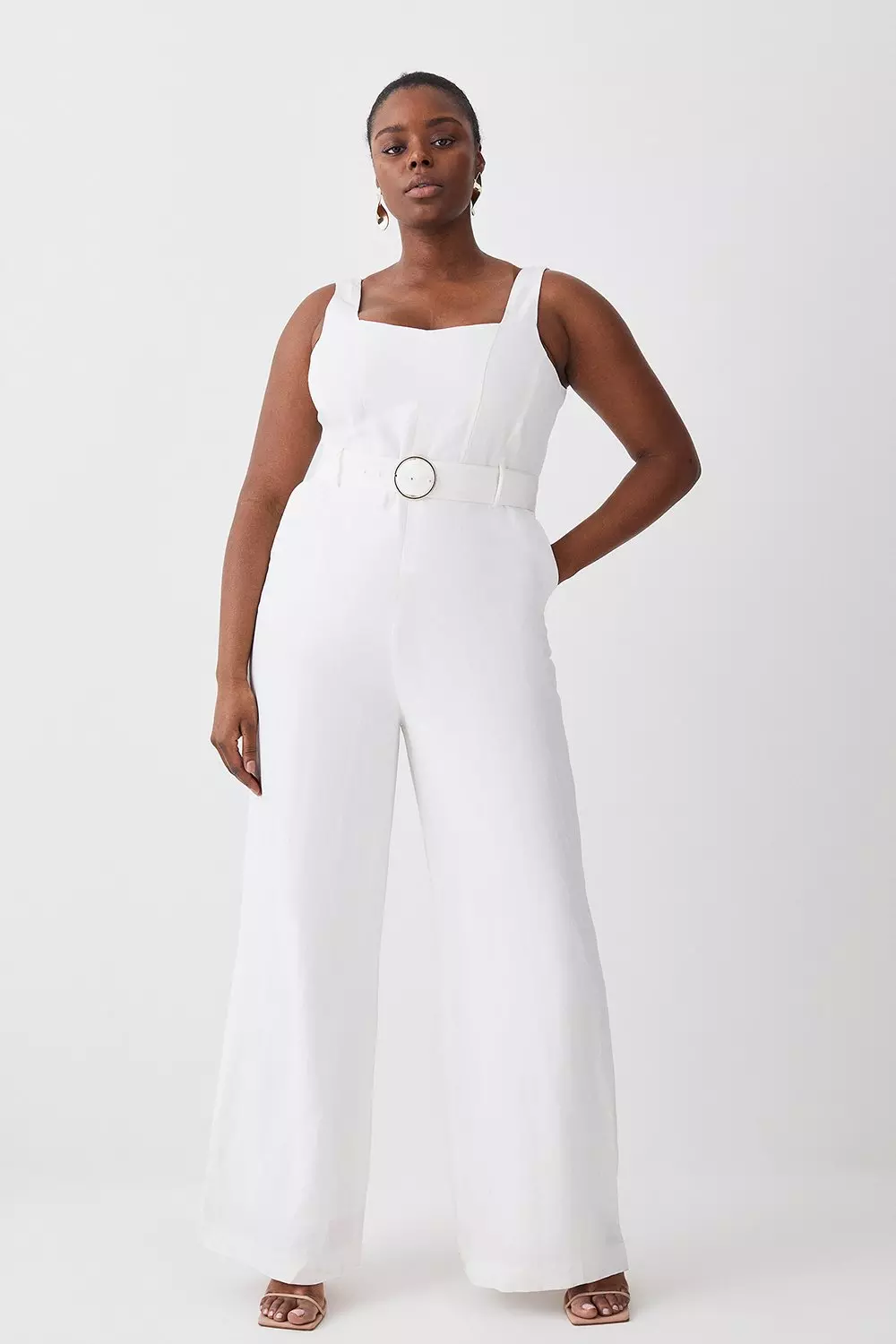 White wide leg store jumpsuit plus size