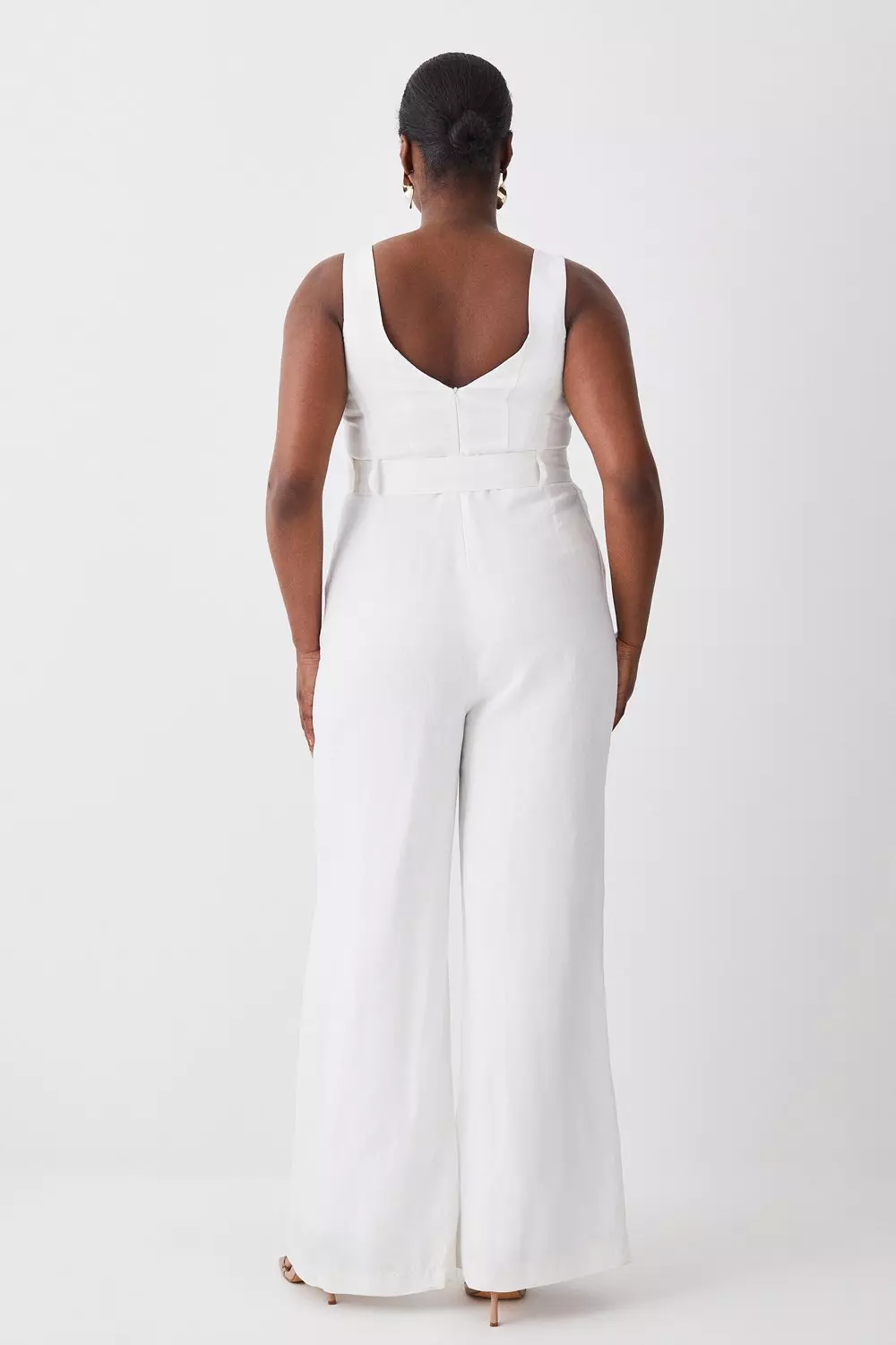 White linen plus store size jumpsuit