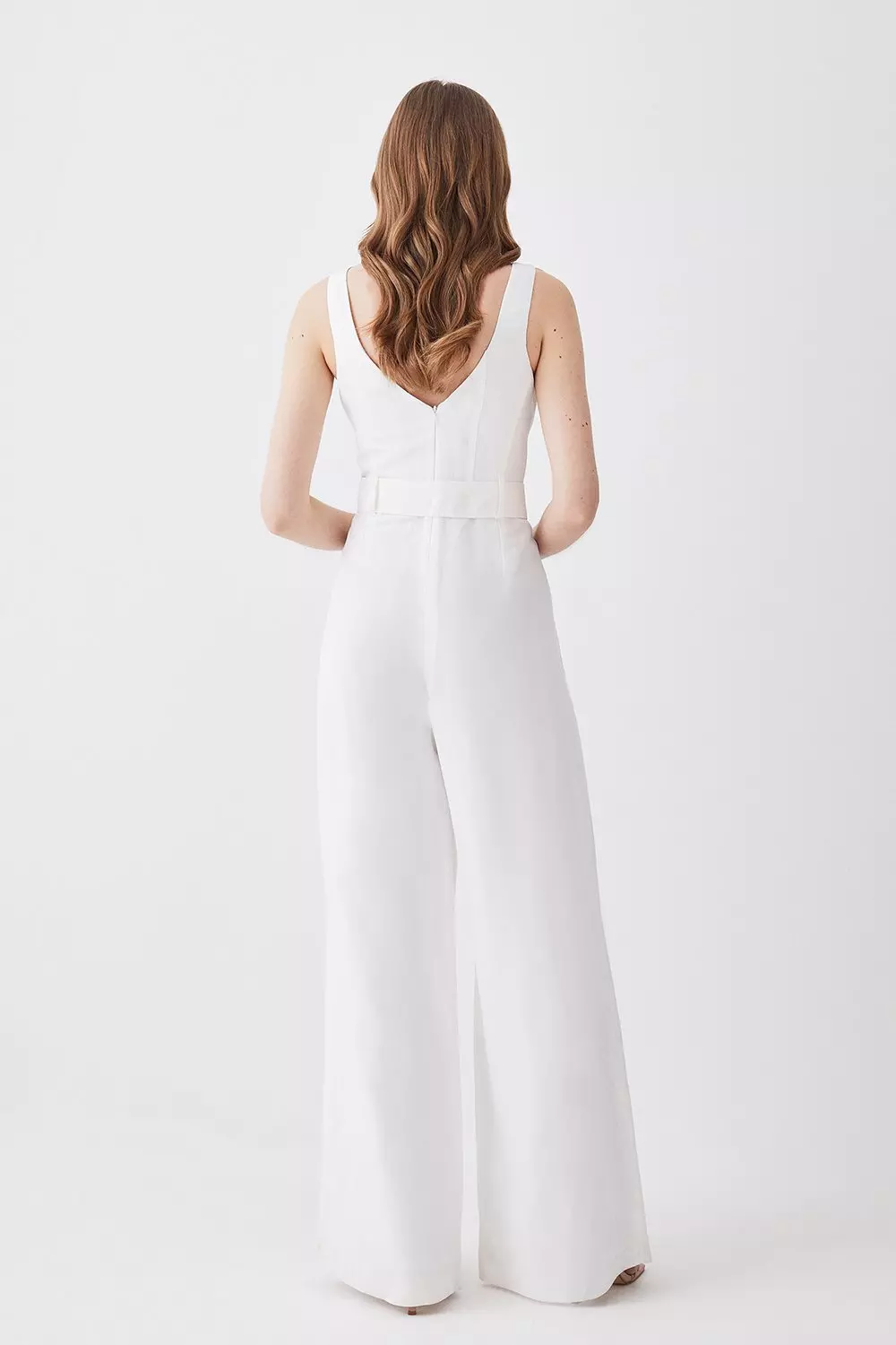 Linen Seamed Detail Wide Leg Jumpsuit