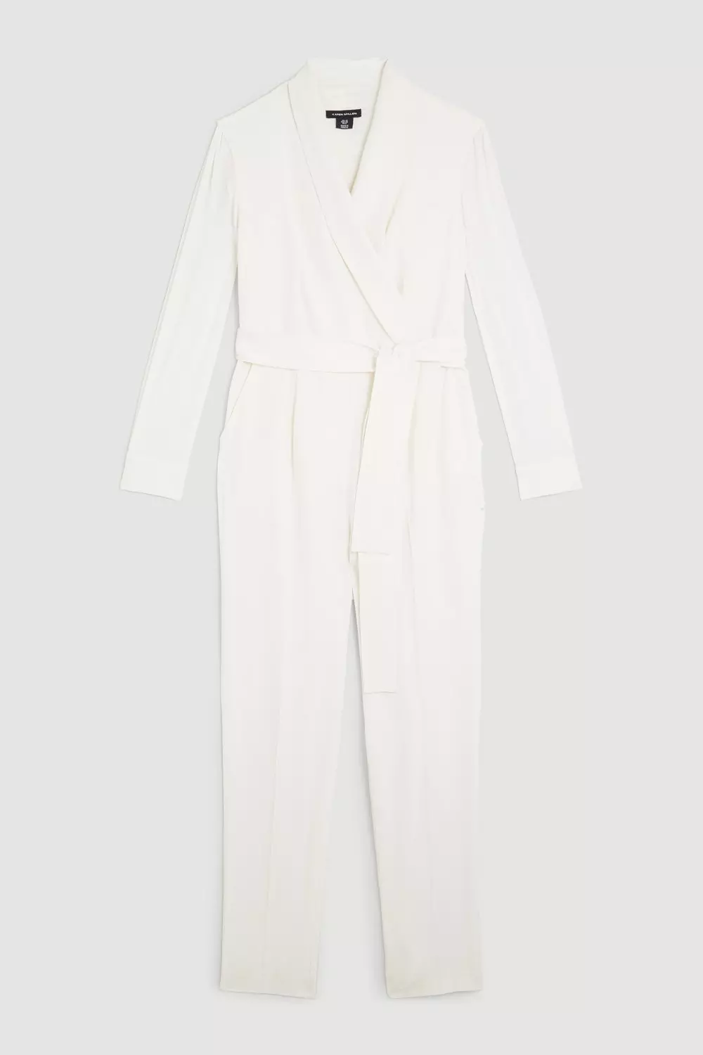 Sheer Sleeve Tuxedo Wrap Jumpsuit | Karen Millen