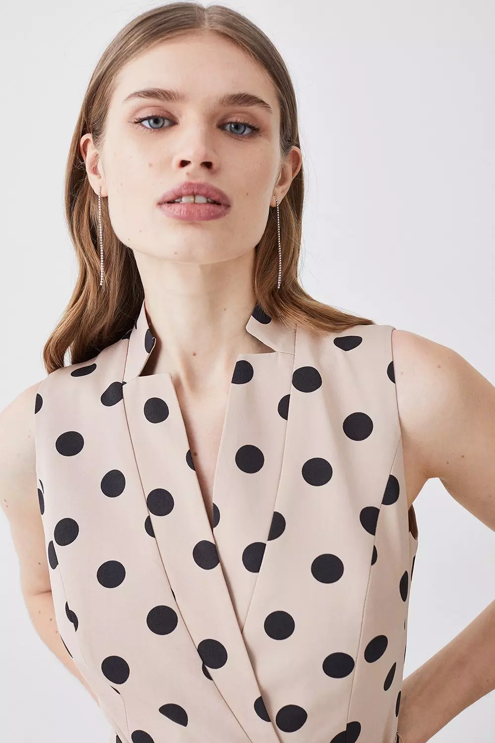 Warehouse wrap midi dress in sales polka dot