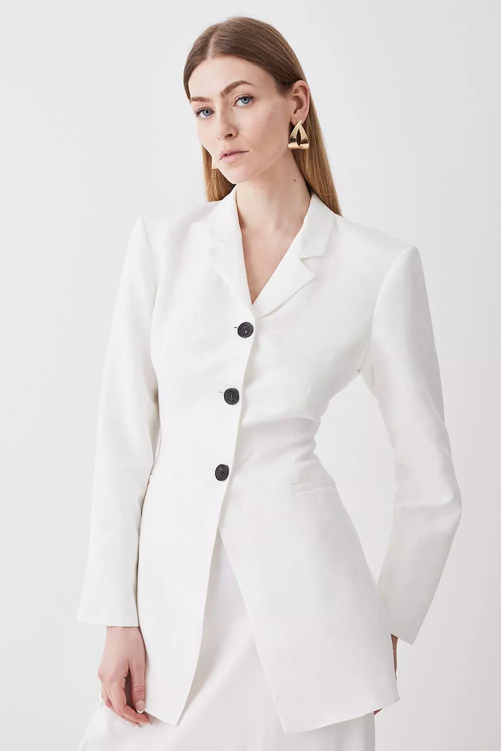 Ivory Tailored Longline Boucle Jacket