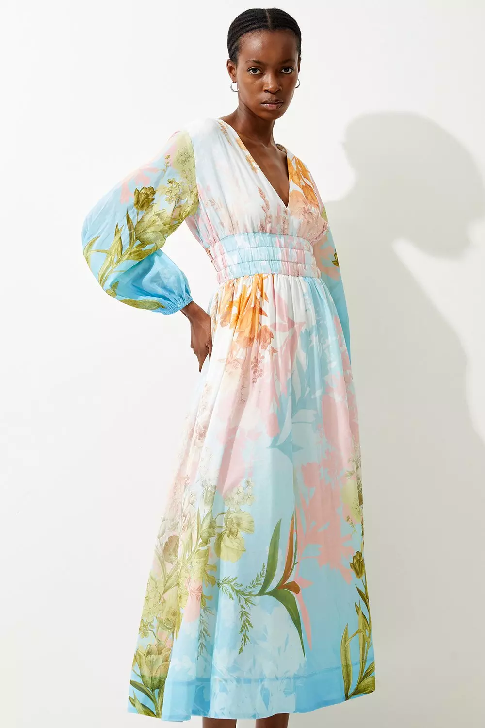 Plunge maxi hotsell dress with sleeves